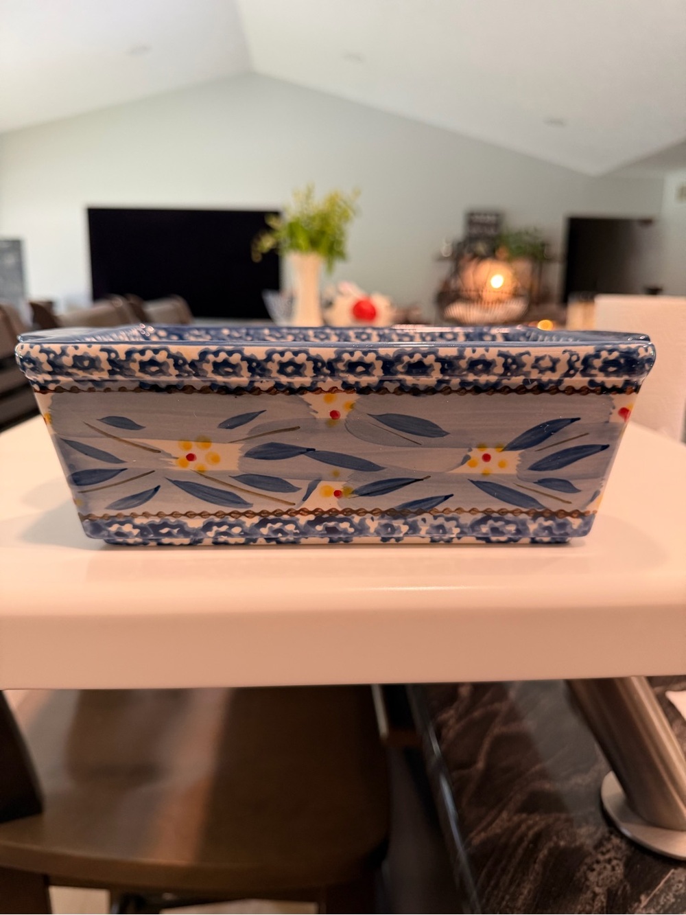 Temp-Tations Blue and White Ceramic Serveware Piece oven to table, lid